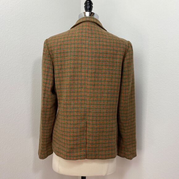 Vintage 60s Womans Wool Blazer Jacket Medium Herringbone Lined Academia Preppy - Picture 10 of 15